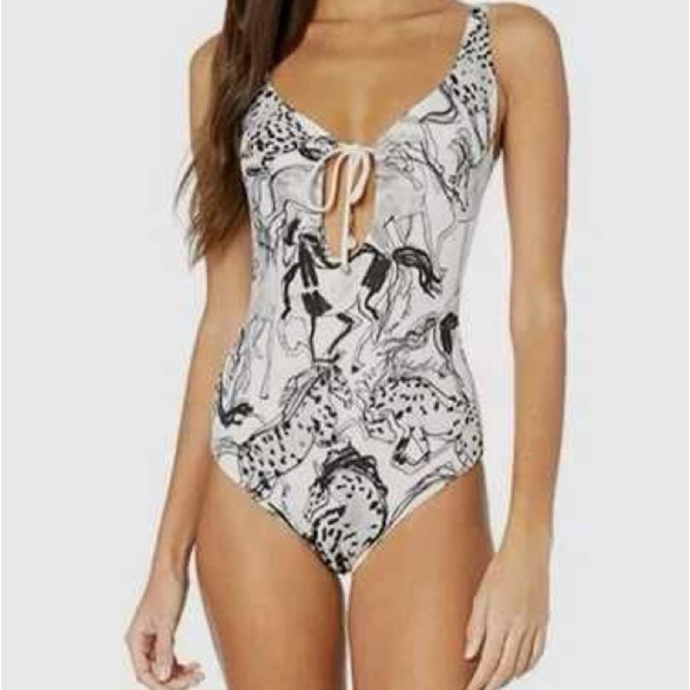 Stella McCartney Horse Print Lace Up One Piece Swimsuit